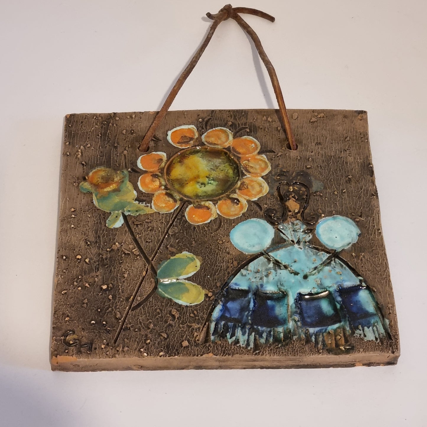Ceramic Wall Art Sunflower Mid Century Scandinavian Folk Art Sweden Tilgmans Plaque featuring vintage Scandinavian decor with timeless charm
