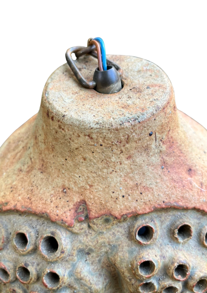 Bernard Rooke Signed Ceramic Pendant Lamp – Rare British Studio Pottery, authentic vintage timeless charm piece