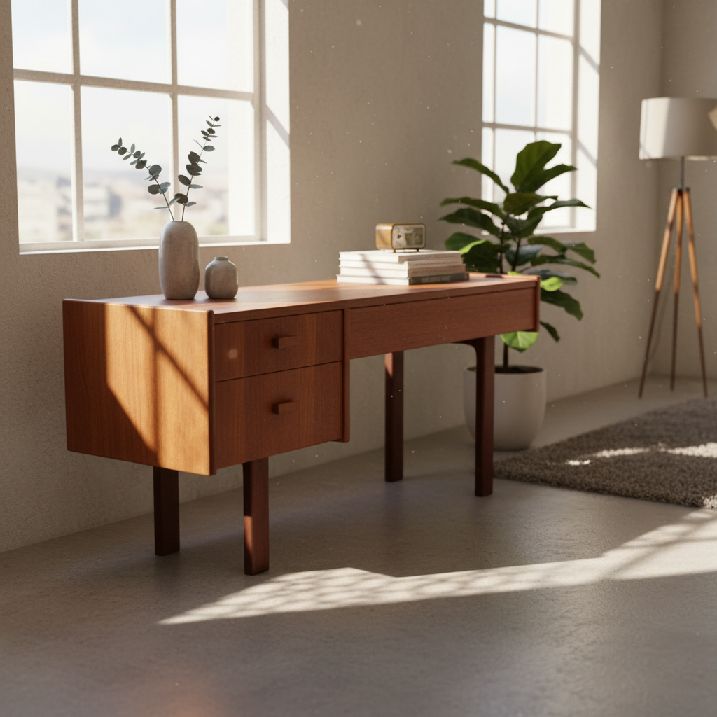 Vintage teak and beechwood console, Sweden 1960