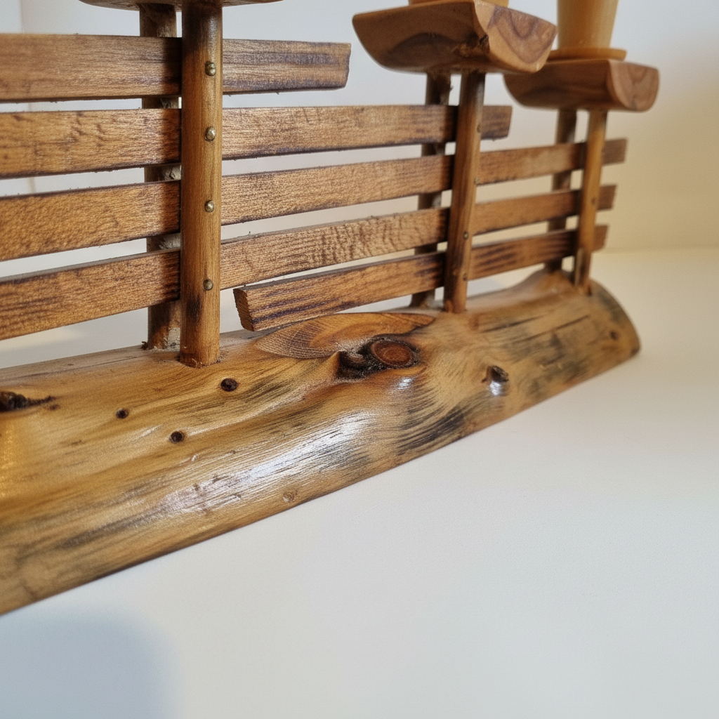 Handmade Wooden Candle Holder: Rustic Scandinavian Fence Design