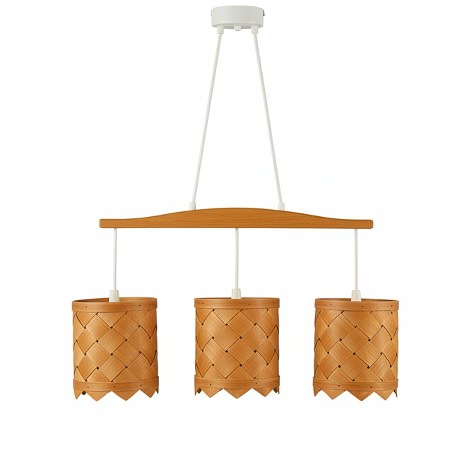 Handwoven Pine Pendant Lamp – Rare Mid-Century Modern Scandinavian Light Fixture with timeless charm and vintage Scandinavian decor style