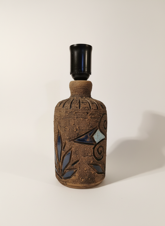 Brutalist ceramic lamp base – hand crafted mid century pottery lighting, vintage studio art design