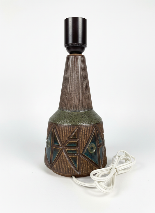 Brutalist ceramic lamp base – hand crafted mid century pottery lighting, vintage studio art design