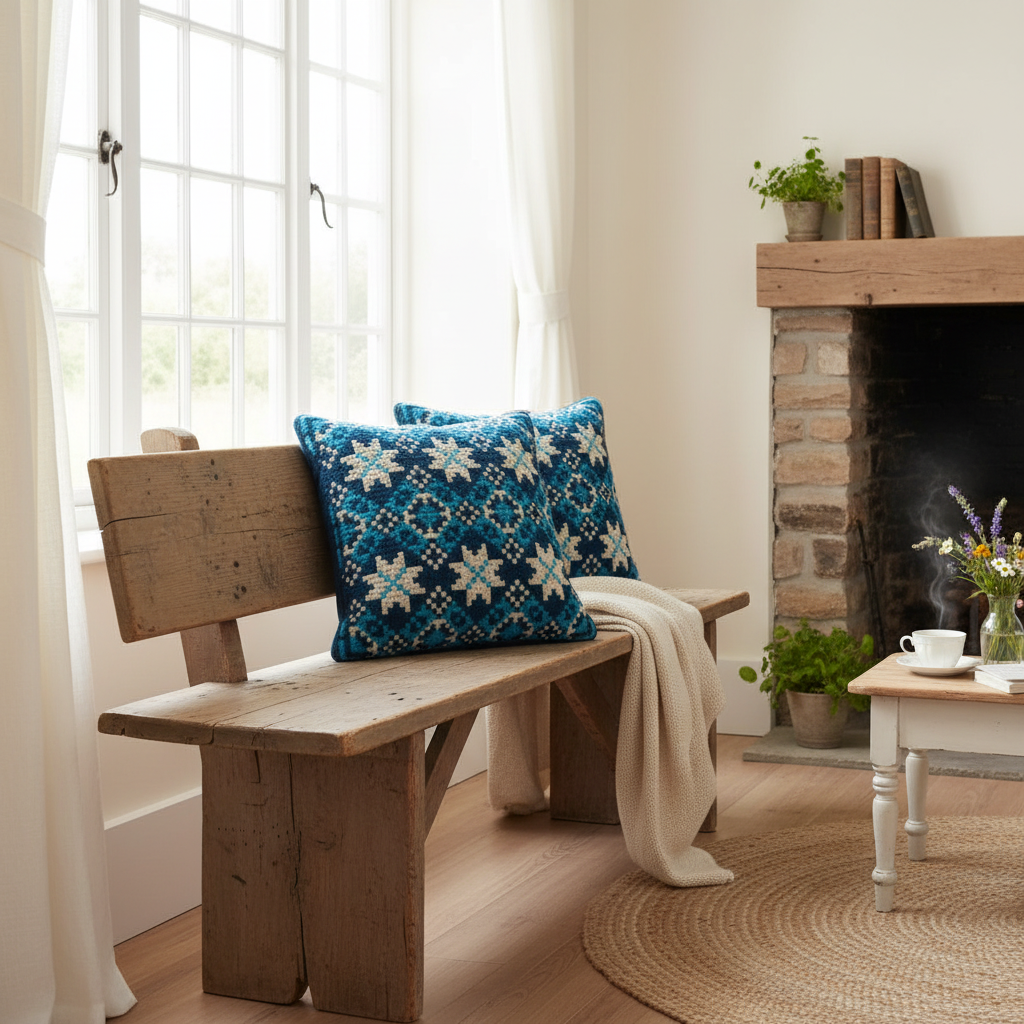 Authentic Scandinavian Vintage Pillows in Iconic Blue