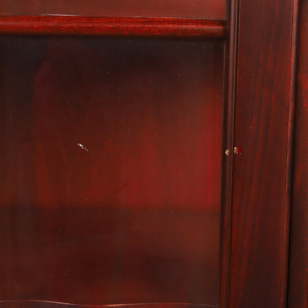 Chippendale Style Mahogany Glass Display Cabinet with Drawer showcasing authentic vintage finish and timeless charm design