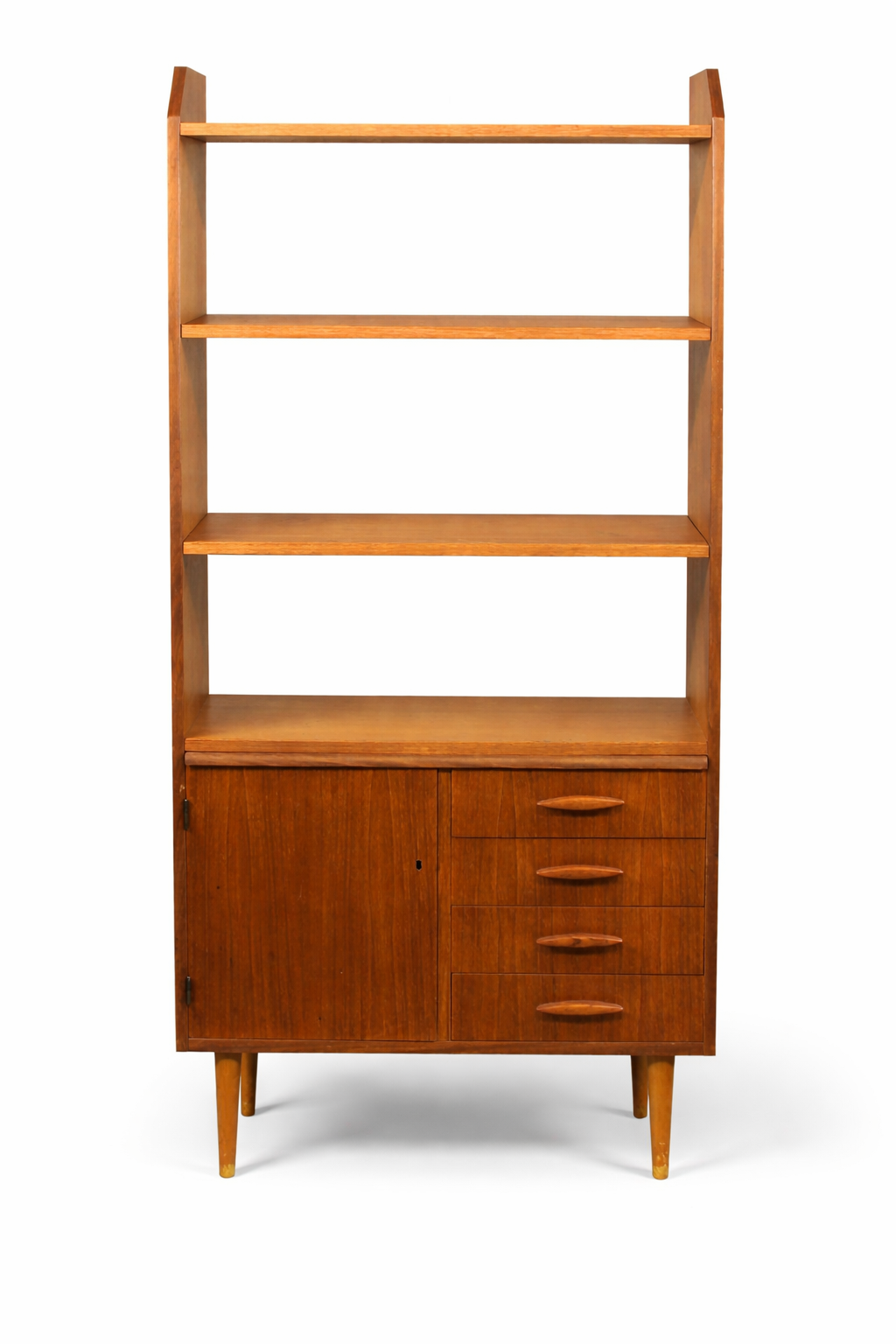 Danish Teak Bookcase Cabinet with Drawers – Scandinavian Mid-Century 1960s, authentic vintage, timeless charm, teak furniture