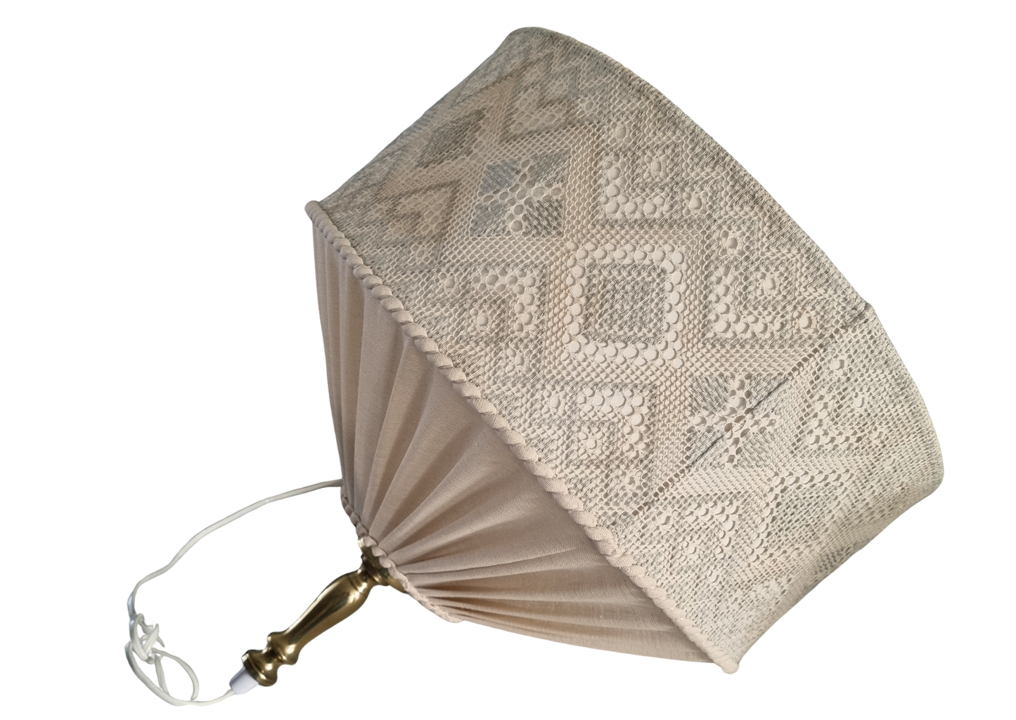 Mid-Century Modern Pendant Lamp – Pleated Linen and Lace, Sweden