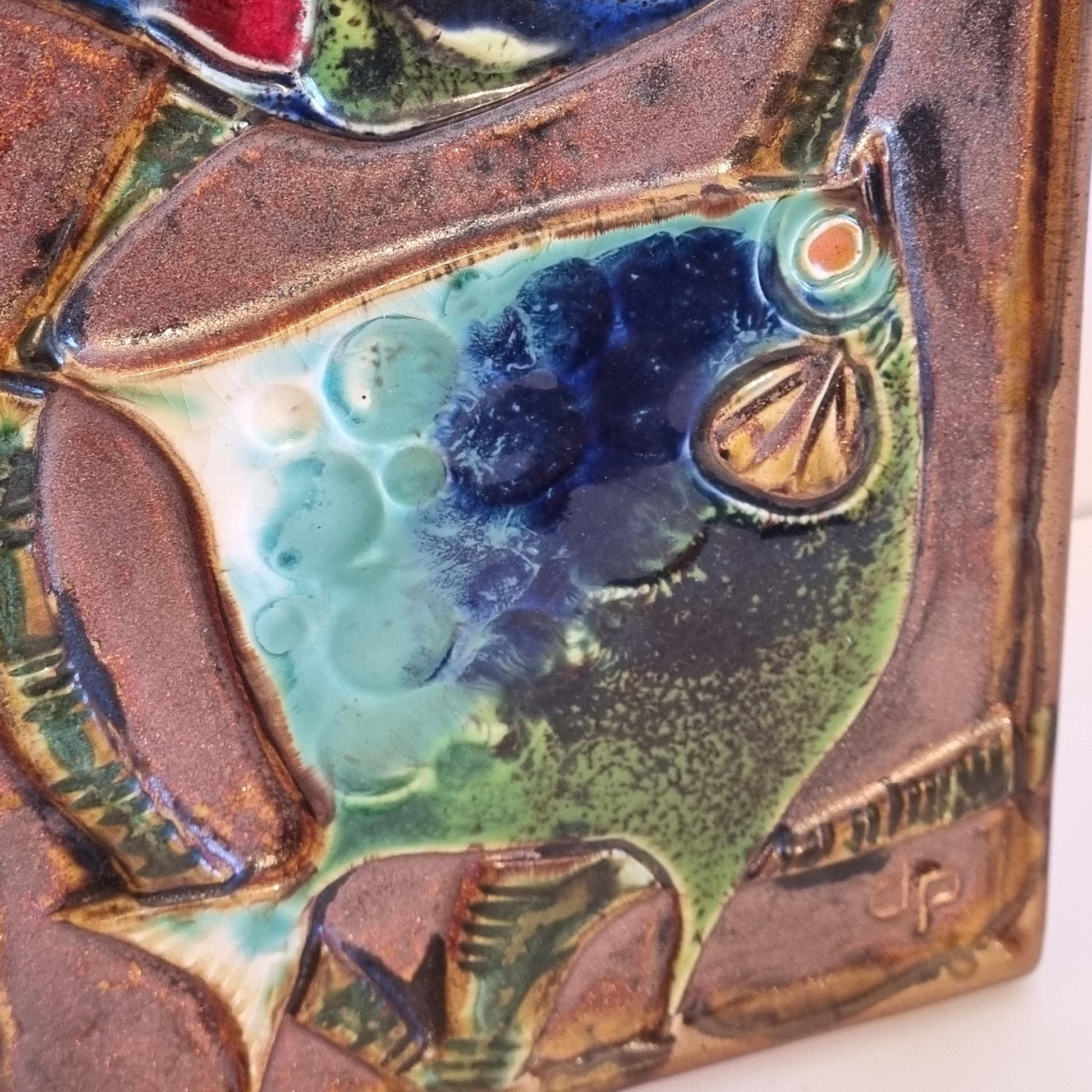 Fish Wall Plaque – Mid Century Ceramic Art Tile, Scandinavian Stoneware Relief by Danny Petrus for Tilgmans, Sweden __etsy:8194527825