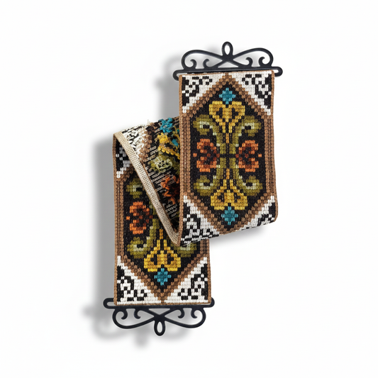 Vintage Scandinavian Embroidered Floral Wall Hanging - 1960s Retro Decor