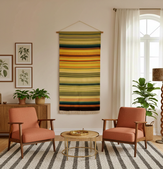 Vintage Swedish Wall Hanging – Soft Handwoven Wool Textile