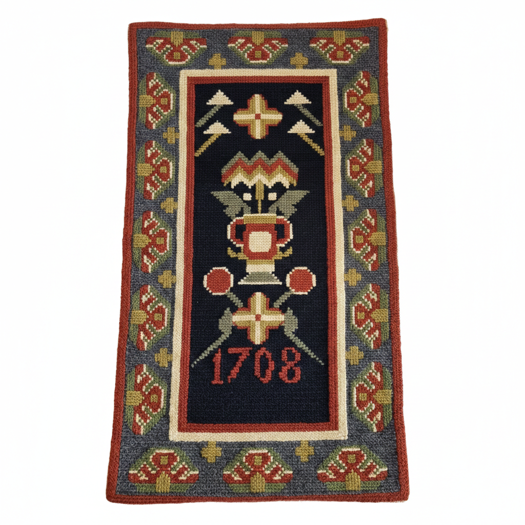Vintage Swedish Folk Wall Tapestry – Scandinavian Textile Art with handwoven Nordic folk art, timeless charm, authentic vintage piece