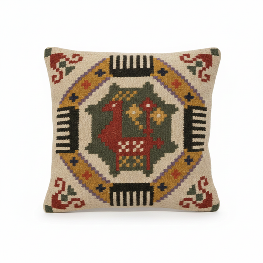 Vintage Swedish Röllakan Wool Pillow –Handwoven Folk Art Wool Cushion