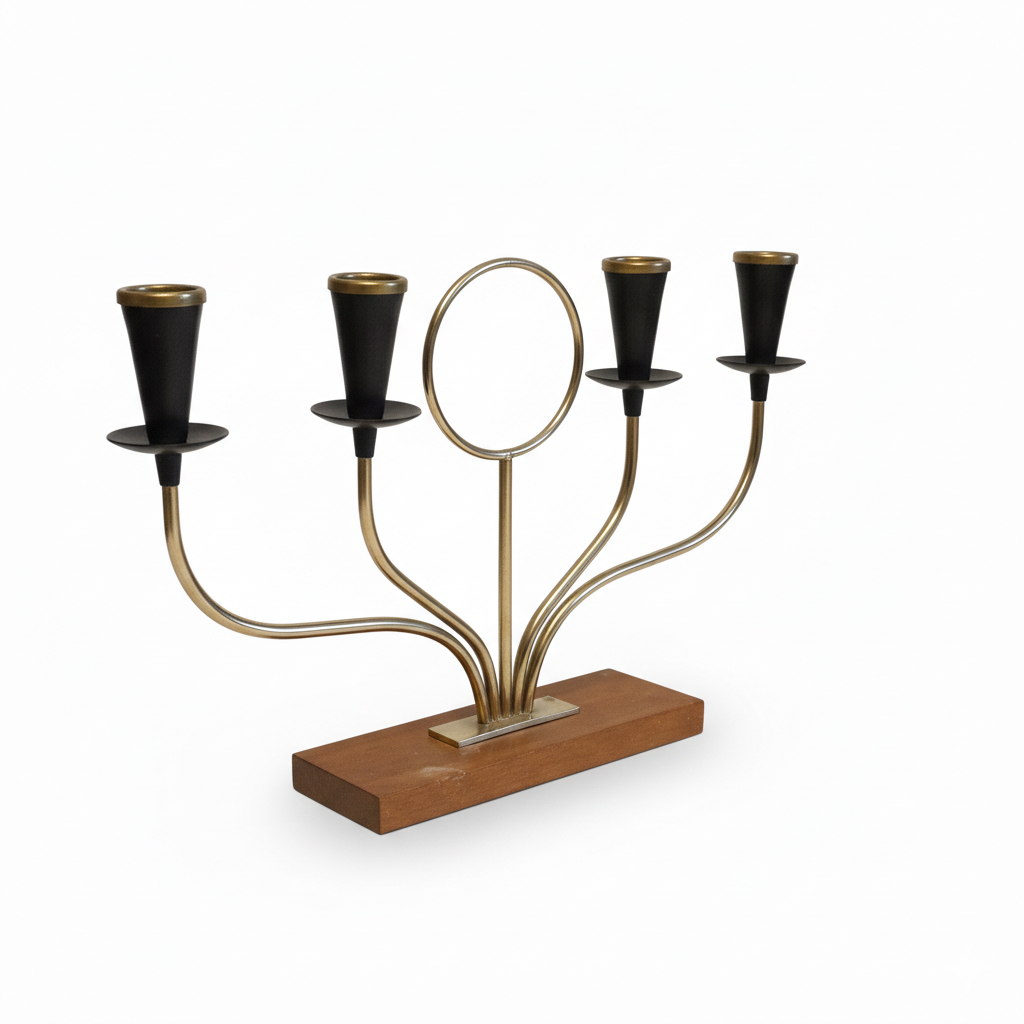 Teak Candelabra- Gunnar Ander Ystad Metall Scandinavian Design