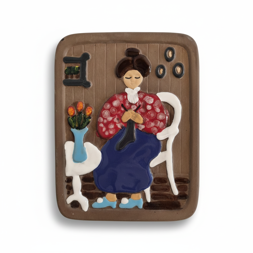 Vintage Swedish Wall Plaque: Helsingborg Pottery Lady Deco 327