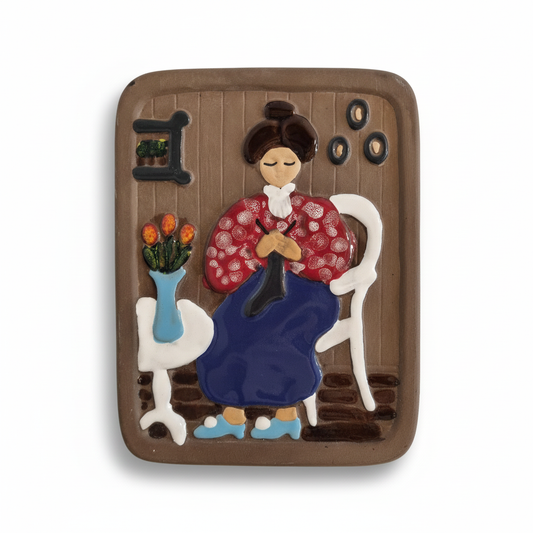 Vintage Swedish Wall Plaque: Helsingborg Pottery Lady Deco 327