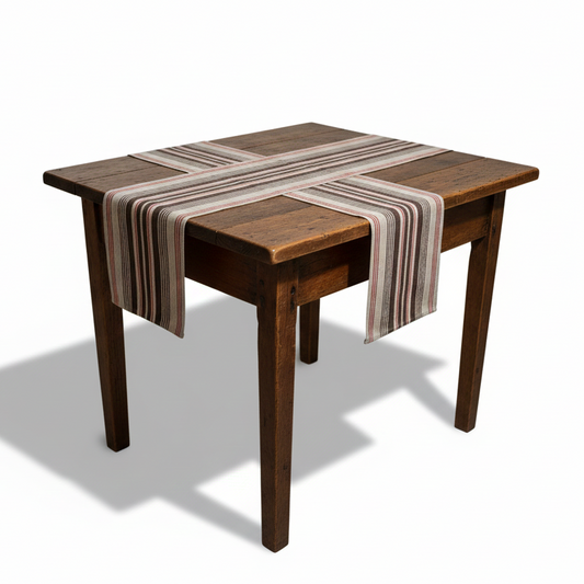 Vintage Handwoven Swedish Linen Table Runner: Rustic Farmhouse Decor