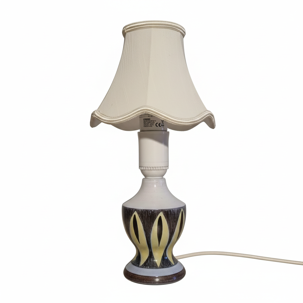 Hand-Painted Ceramic Table Lamp: Mid-Century Swedish Allingsås Style, authentic vintage piece with timeless charm