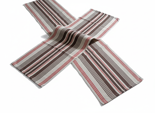 Vintage Handwoven Swedish Linen Table Runner: Rustic Farmhouse Decor