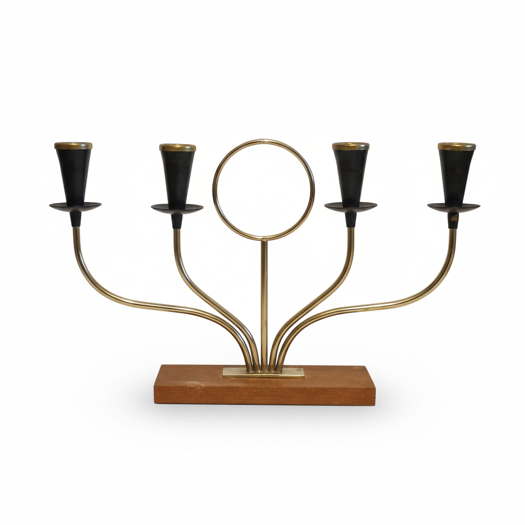 Teak Candelabra- Gunnar Ander Ystad Metall Scandinavian Design