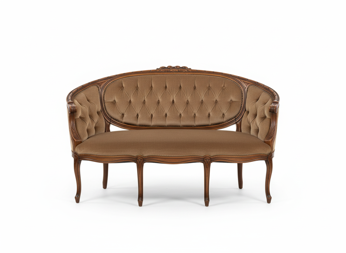 Vintage Elegant European Gustavian Style Living Room Set – Sofa, Armchairs & Table , Louis XVI stil with timeless charm and authentic vintage appeal