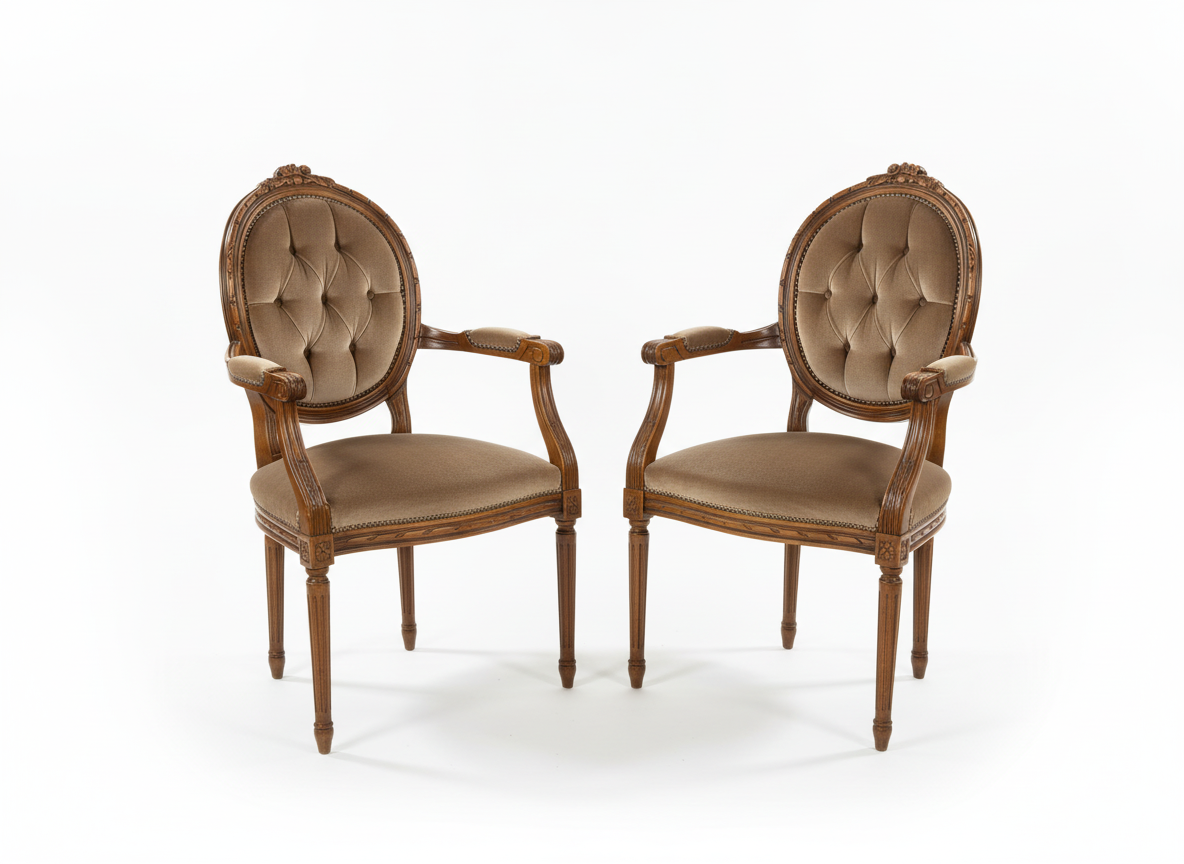 Vintage Elegant European Gustavian Style Living Room Set – Sofa, Armchairs & Table , Louis XVI stil featuring authentic vintage armchairs with timeless charm