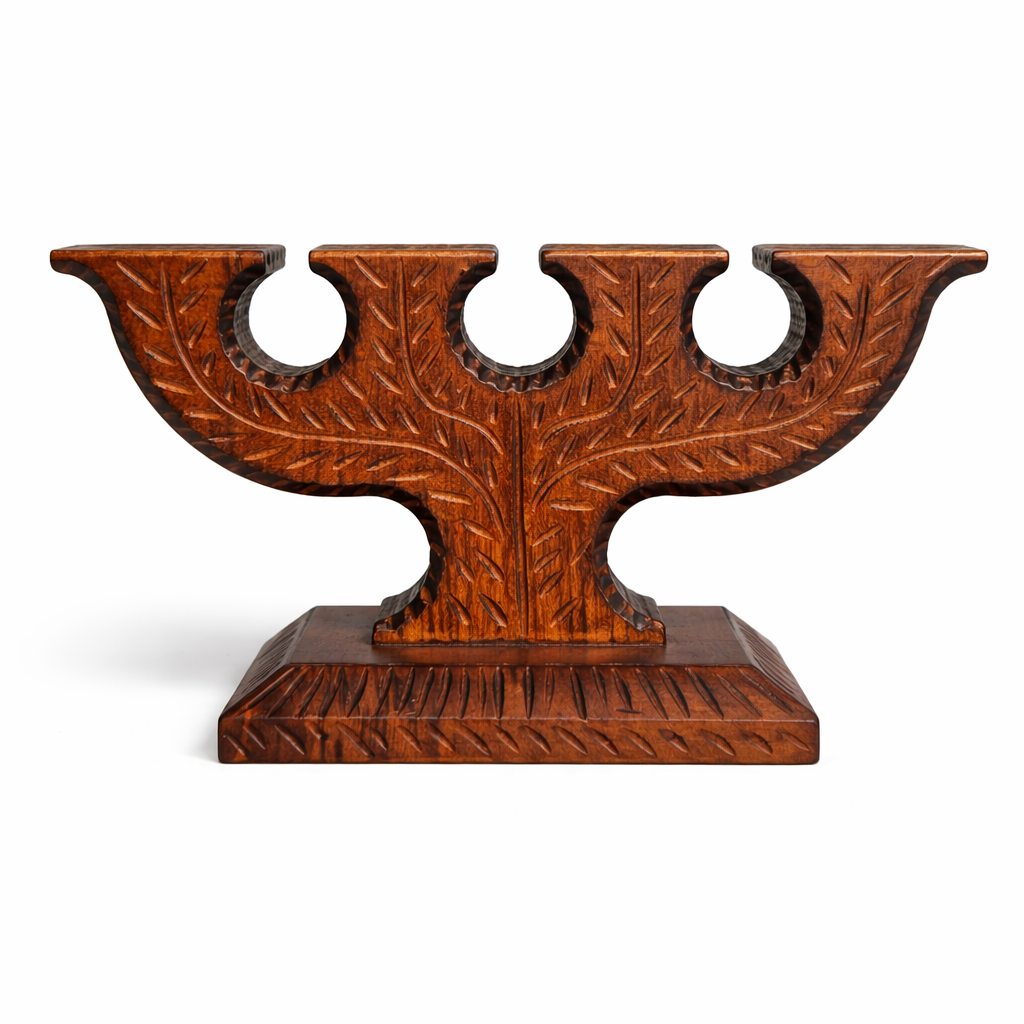 Hand Carved Pine Candle Holder: Swedish Folk Art, Bengt Larsson with authentic vintage charm and Scandinavian mid-century modern design.