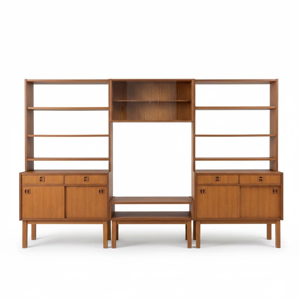 Mid-Century Modern Shelving System, 1960s Bertil Fridhagen Bodafors Teak Wall Unit. __etsy:7686611682