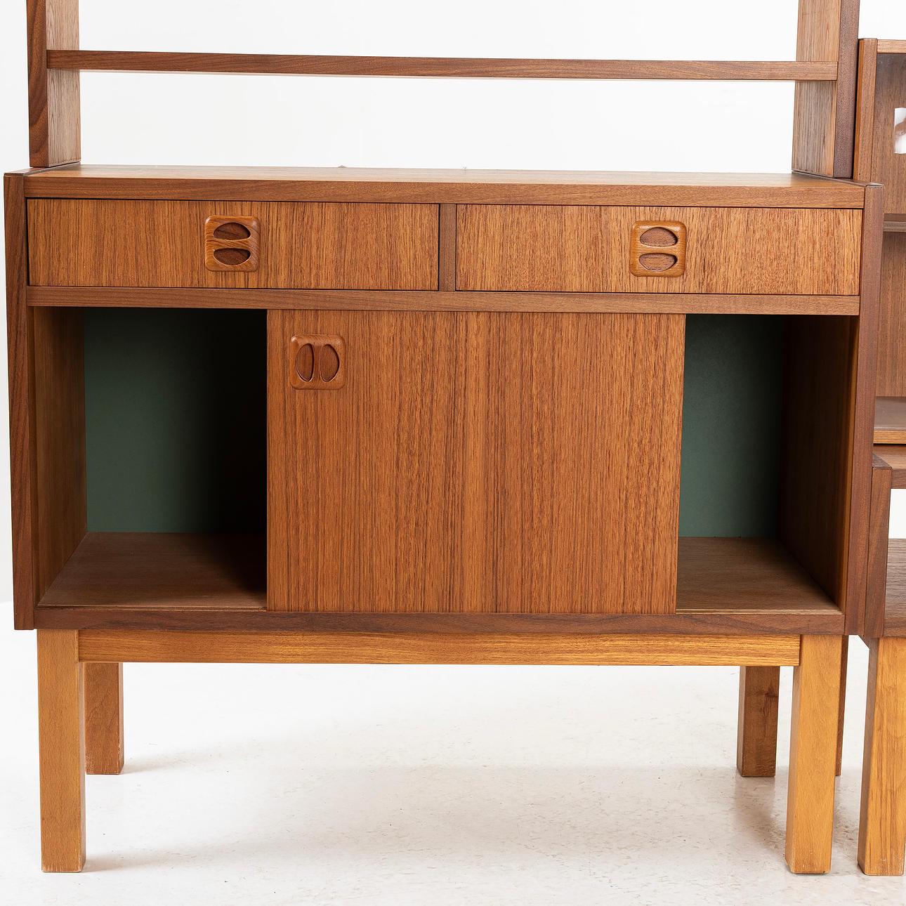 Mid-Century Modern Shelving System, 1960s Bertil Fridhagen Bodafors Teak Wall Unit. __etsy:7734555221