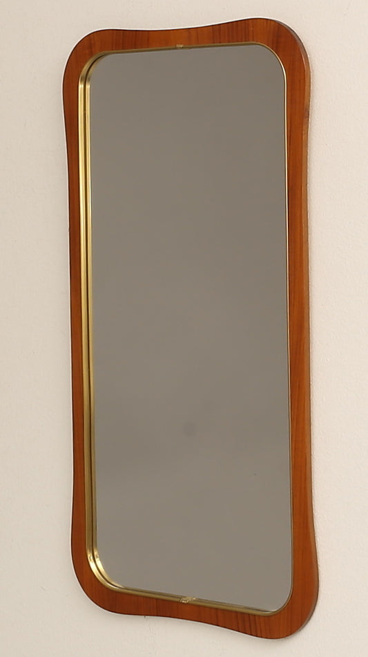 Mid century Scandinavian Mirror with Curved Glass, by Eriksmålaglas Sweden 1960s