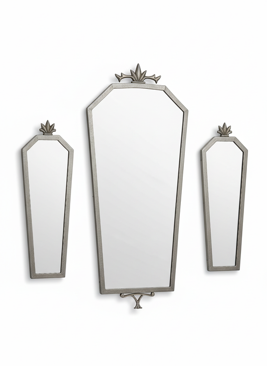 Swedish Grace Pewter Wall Mirror Set, 1930s Sweden