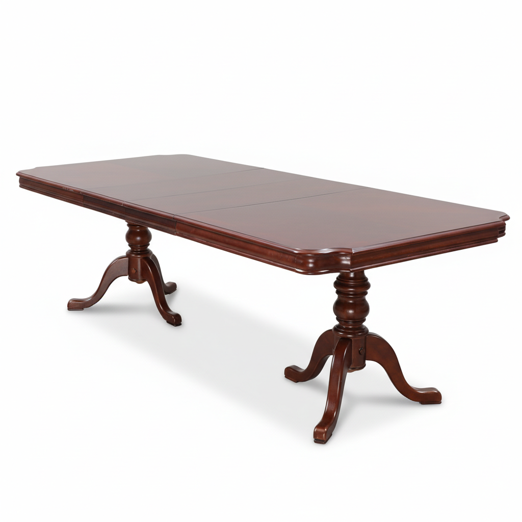 Large Extendable Mahogany Queen Anne Style Dining Table with timeless charm and authentic vintage design