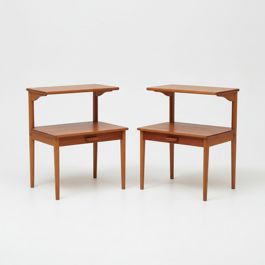Rare Mid century Danish teak & Oak bedside tables/ nightstands