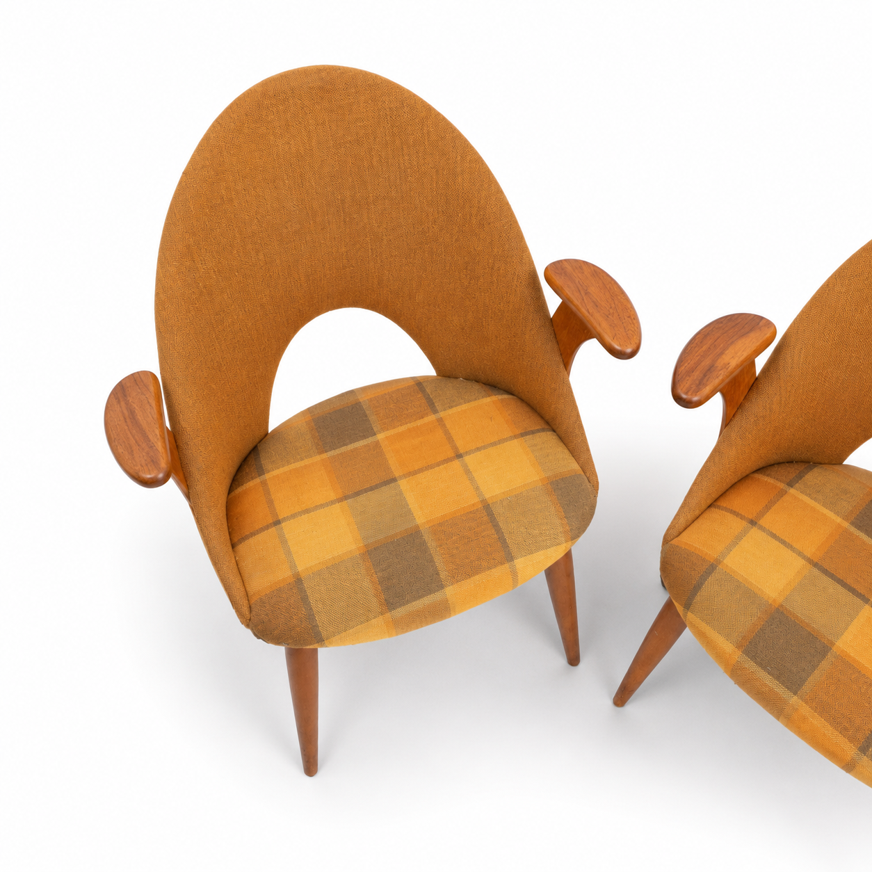 Rare Sculptural Mid-Century Modern Teak Lounge Chairs – Pair – 1960s Danish Style
