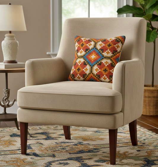 Retro Handwoven Wool Tapestry Pillow Cover: Vintage Scandinavian  Cushion