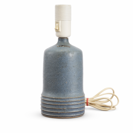 Rolf Palm Stoneware Table Lamp – Blue-Grey Glaze, Mölle 1960s