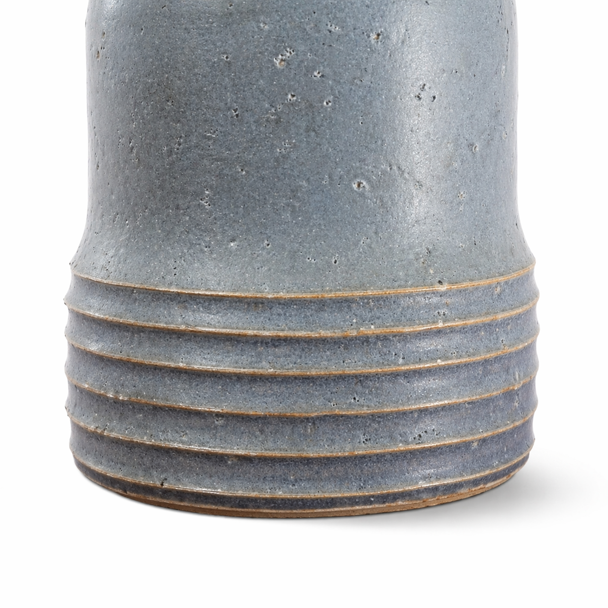 Rolf Palm Stoneware Table Lamp – Blue-Grey Glaze, Mölle 1960s