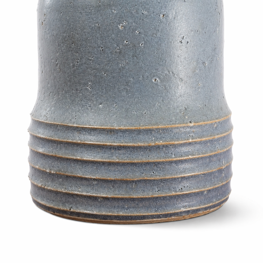 Rolf Palm Stoneware Table Lamp – Blue-Grey Glaze, Mölle 1960s