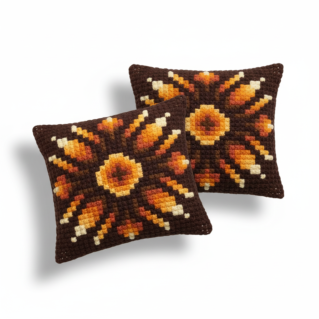 Scandinavian Folk Art Cushions Vintage Handwoven Swedish Textile Pillows