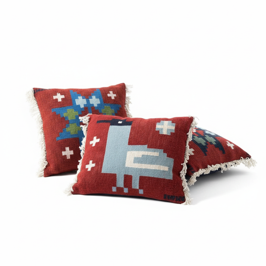 Vintage Scandinavian Folk Art Cushions – Set of 3