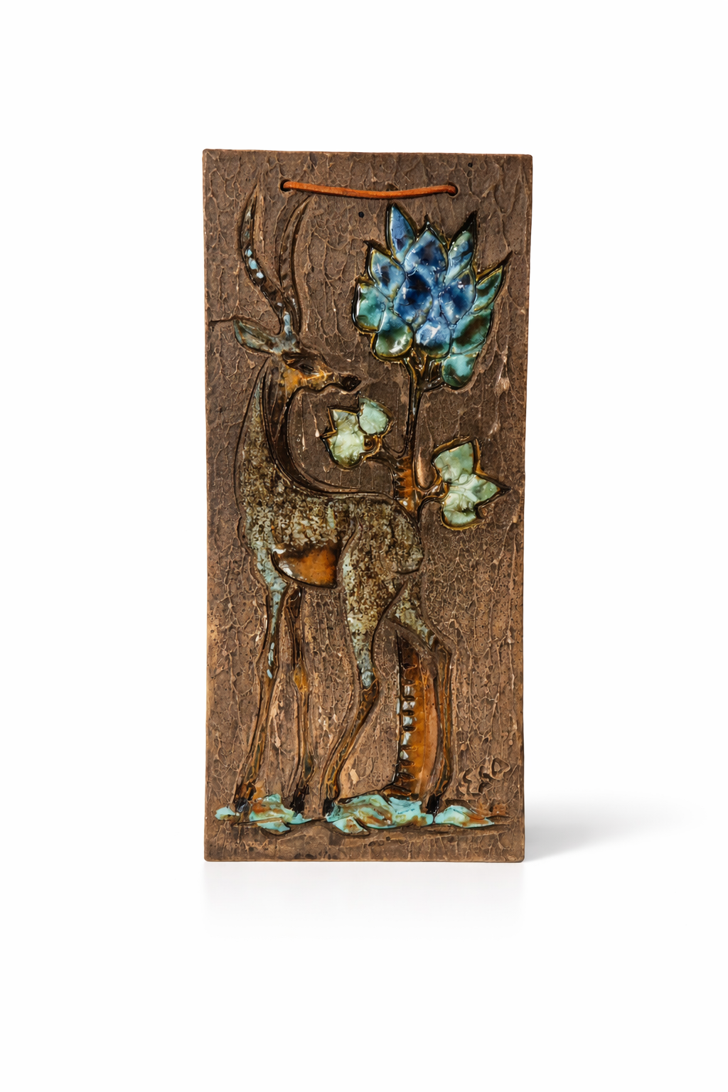 Tilgmans Keramik Stoneware Wall Plaque – Deer Sgraffito, Sweden 1960s, vintage Scandinavian decor, timeless charm