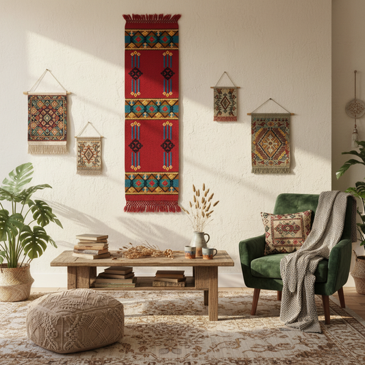 Antique Handwoven Swedish Rölakan Wall Tapestry