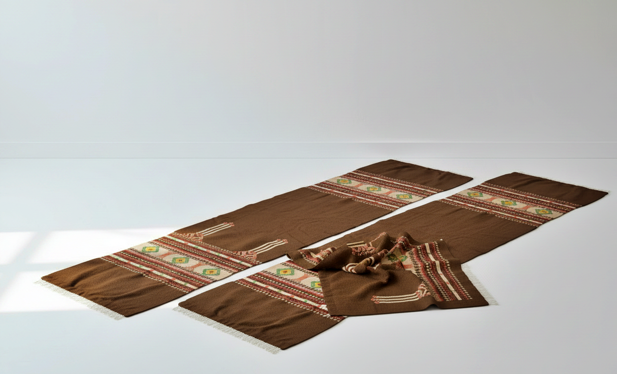 Antique Swedish Allmoge Handwoven Wool Textile Panels – Set of 3, Early 1800s, authentic vintage, timeless charm.