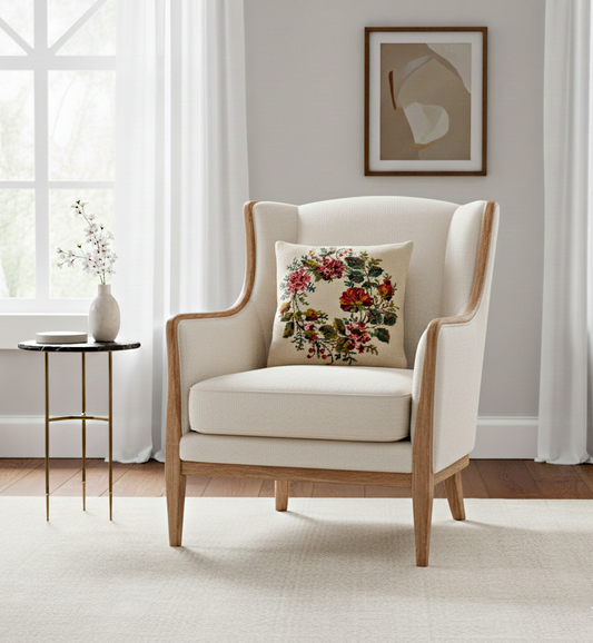 Vintage Hand Embroidered Pillow – Cross Stitch Cushion with  Roses – Colorful Boho Home Decor (Másolat)