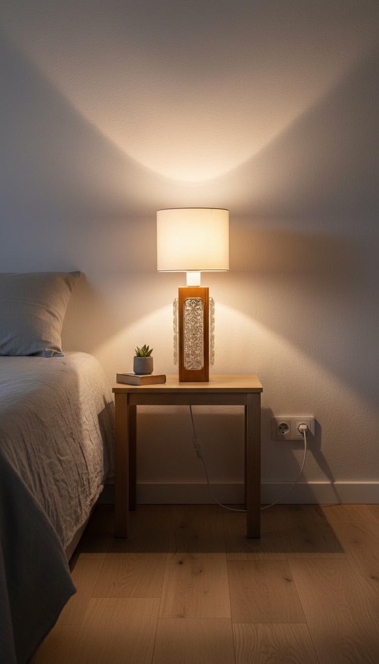 Vintage Scandinavian Mid-Century Teak Table Lamp with Textured Orrefors Glass – 1960s, authentic vintage, timeless charm.