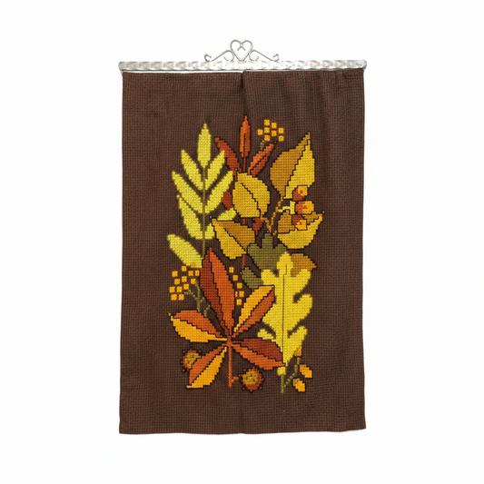 Vintage Scandinavian Woven Tapestry – Autumn Leaves Nordic Wall Art
