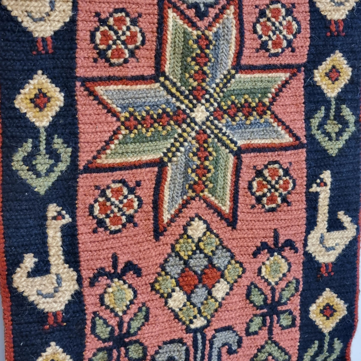 Vintage Swedish Folk Wall Tapestry – Handwoven  Wool Textile