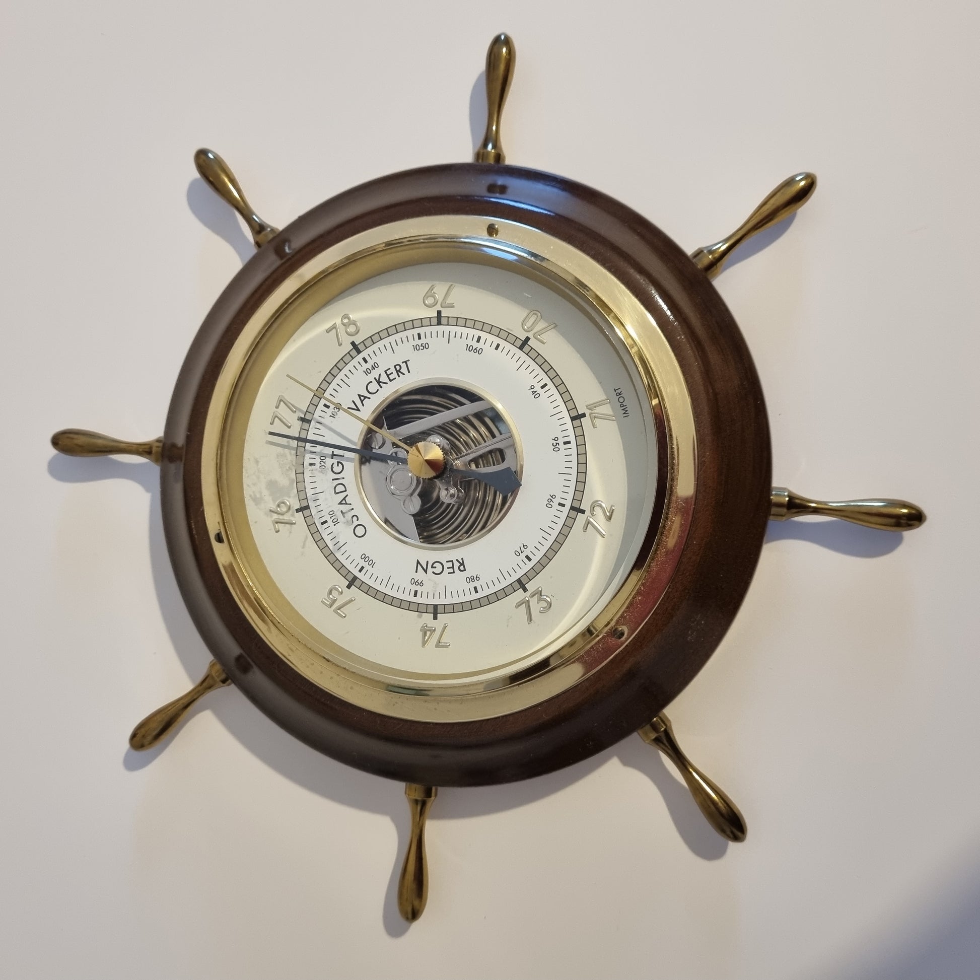 Vintage Nautical Wall Barometer – Mahogany & Brass Weather Instrument with timeless charm and authentic vintage design