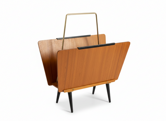 Vintage teak Wood Magazine Rack - Mid-Century Scandinavian Decor