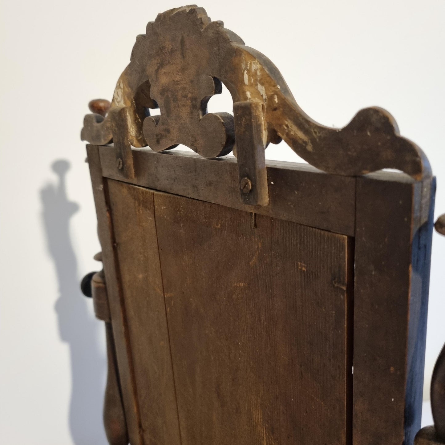 Antique Swedish Shaving Mirror: Turned Wood Swivel Stand & Drawer