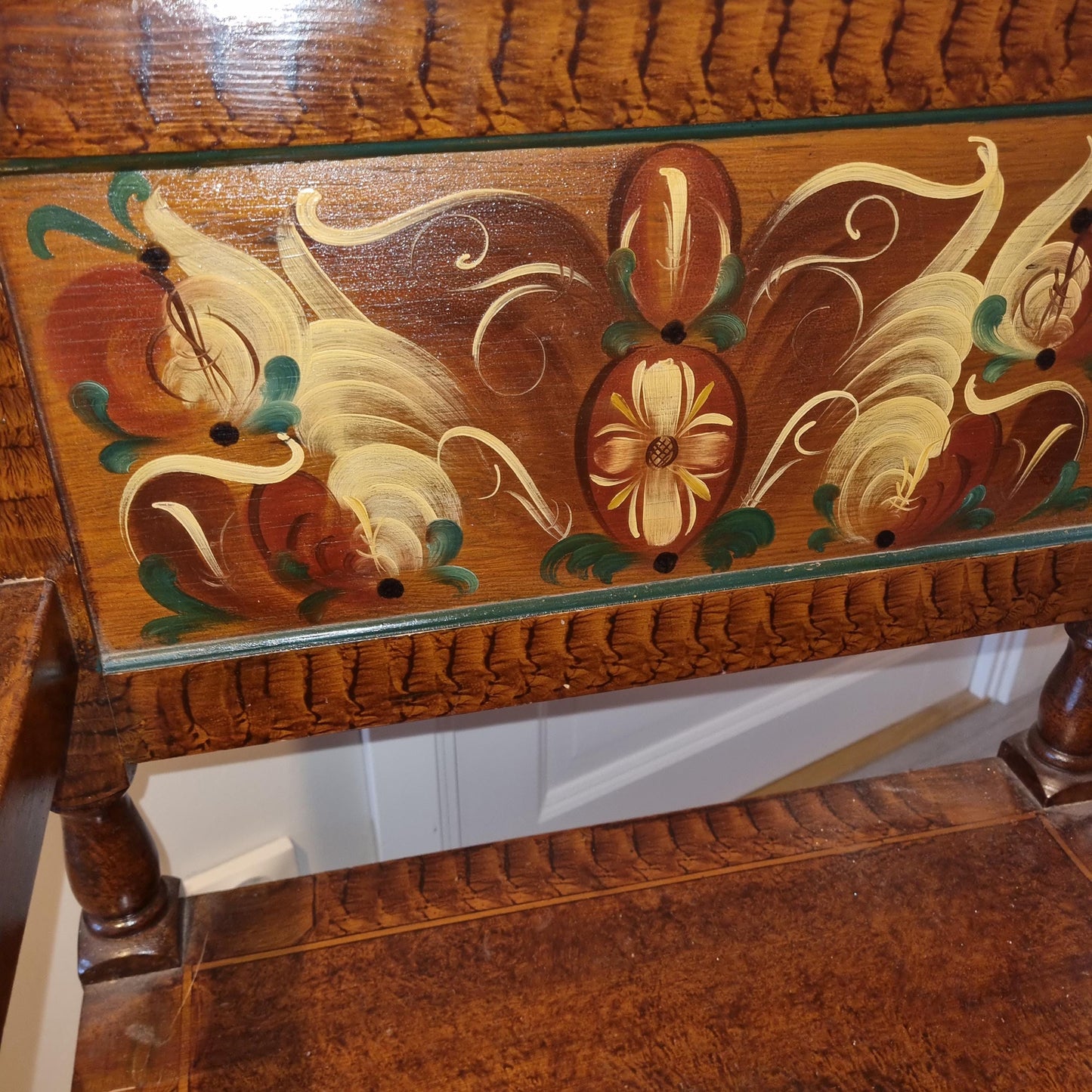 Antique Swedish Drop-Leaf Dining Set: Hand-Painted Kurbits Folk Art, Circa 1900